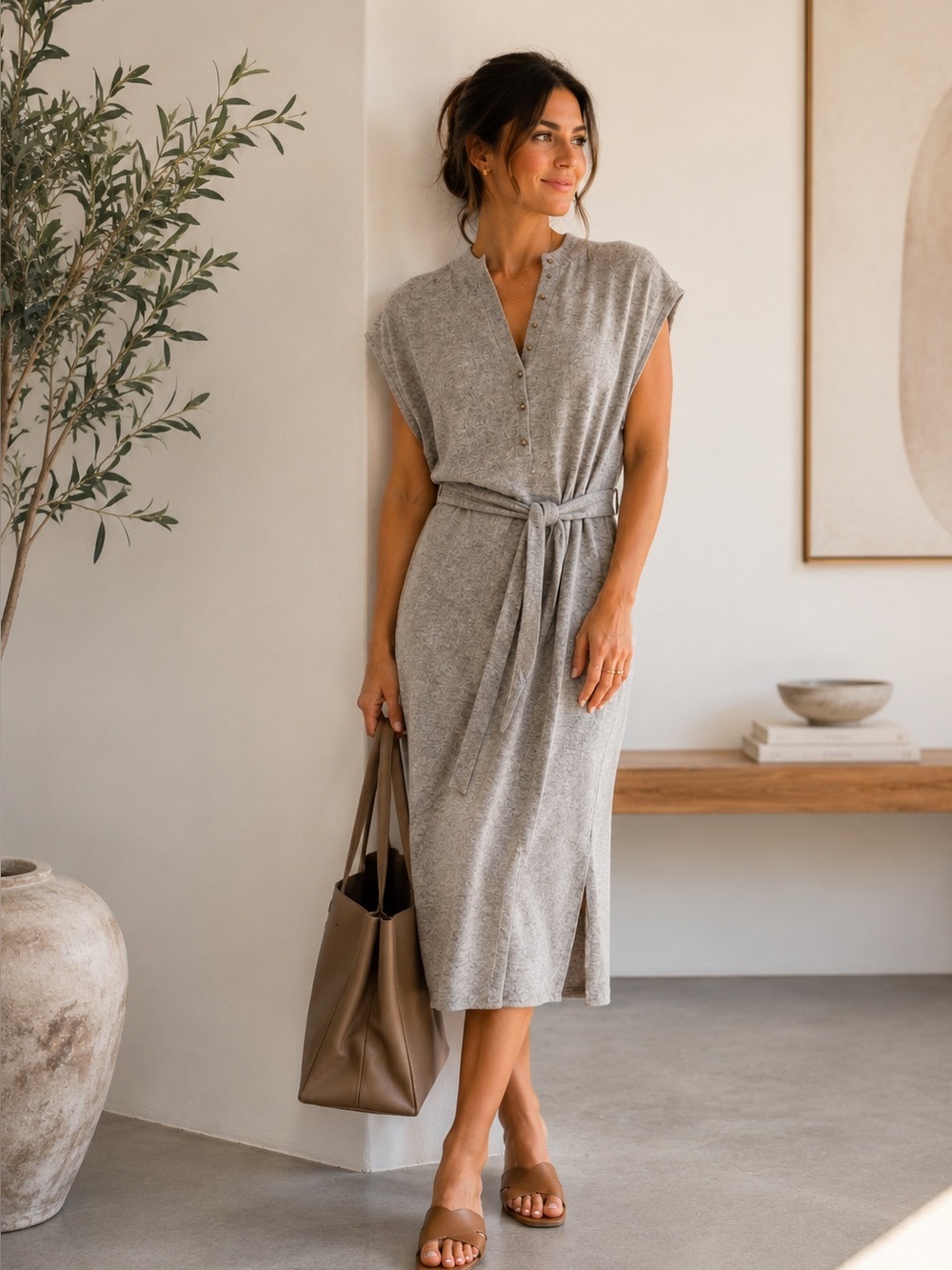 NEW Banana Republic Gray Wool Cashmere Knit Short Sleeve Sweater Dress Size S